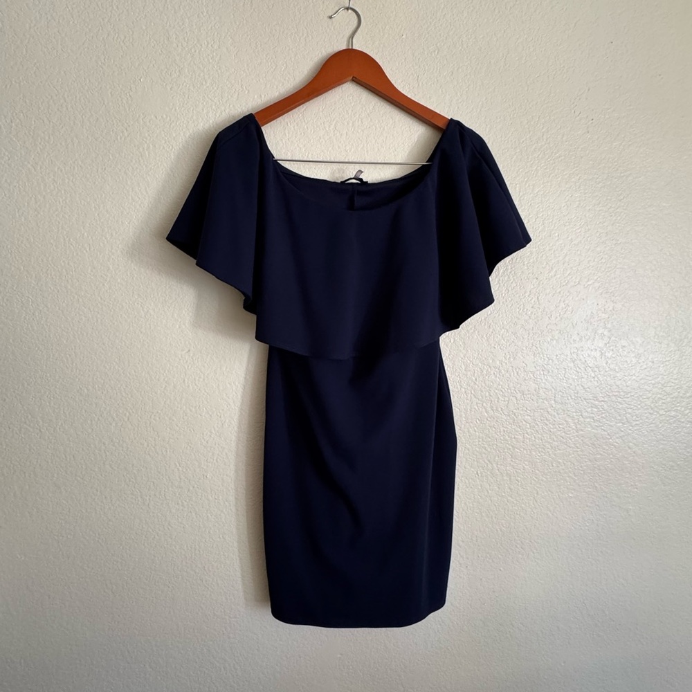 Soprano Blue Off the Shoulder Ruffled Mini Dress